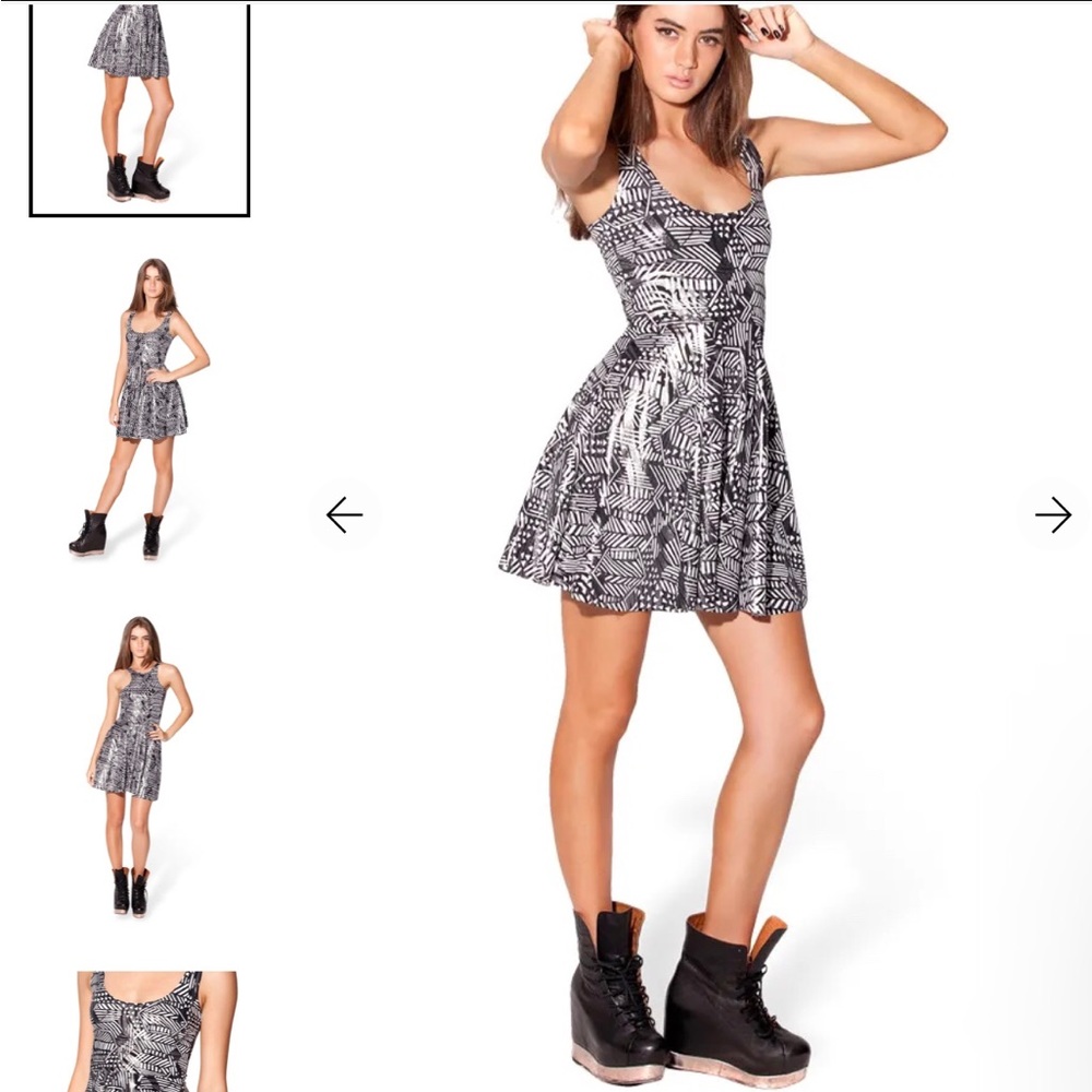 Blackmilk a tribe called white reversible skater dress size small